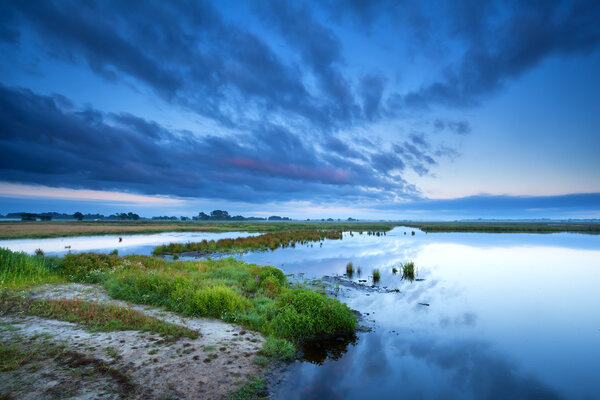 cloudscape at sunrise over swamp