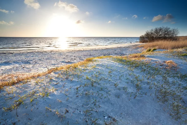 Sol caliente sobre la playa junto al mar del Norte — Foto de Stock