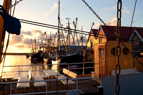 Hafen mit Fischereischiffen, zoutkapm, Niederlande — Stockfoto