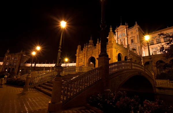 Plaza de espana w nocy, Sewilla — Zdjęcie stockowe