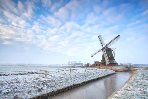 Kışın Hollanda yel değirmeni