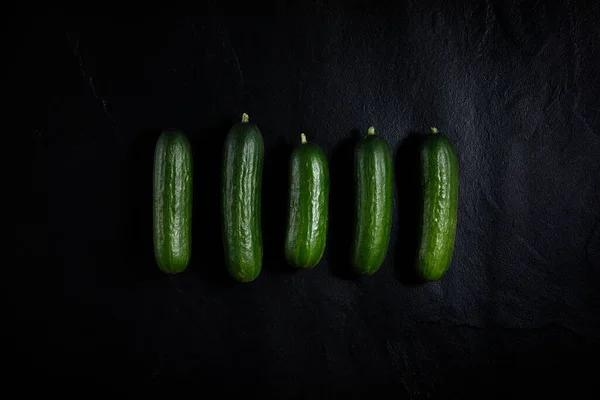 Green Pickles Black Background — Stockfoto