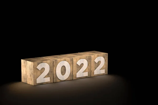 Illustrazione Cubo Anno Nuovo 2021 Sfondo Nero — Foto Stock