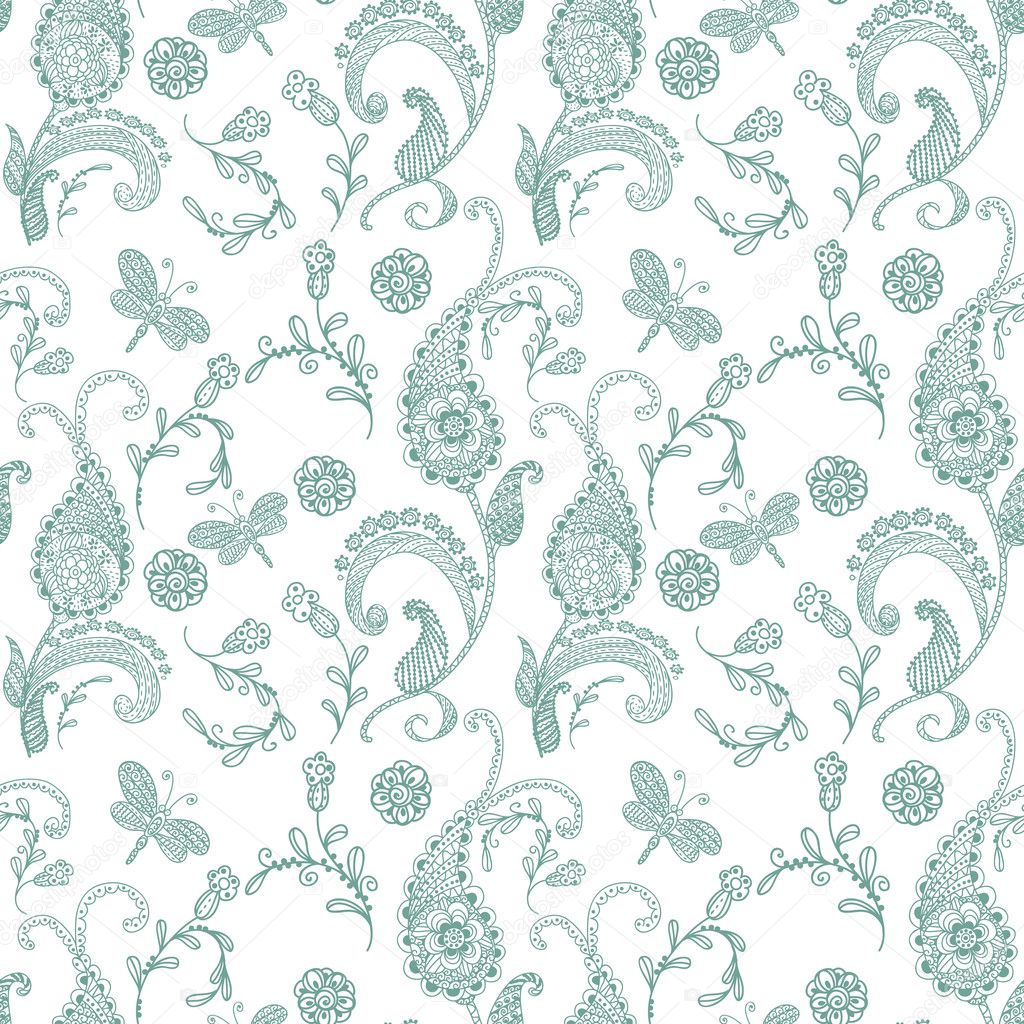 Doodle seamless paisley pattern