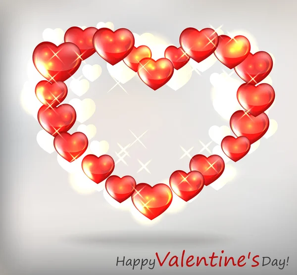 Valentin`s Day Card With Hearts — Stock Vector