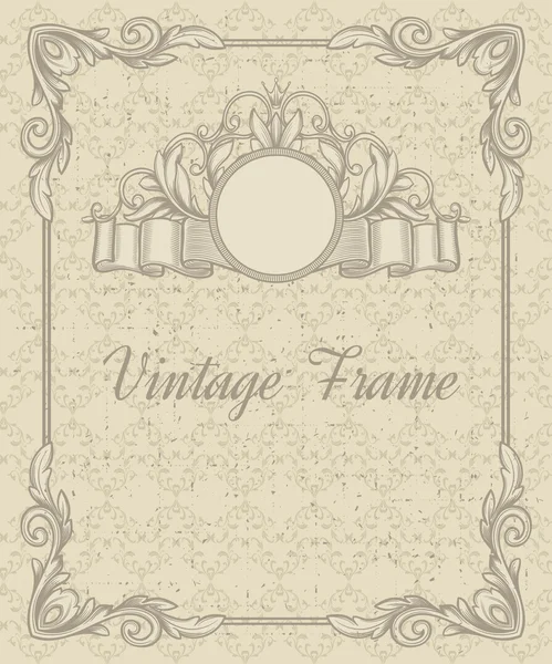 Vintage frame en naadloze patroon. — Stockvector