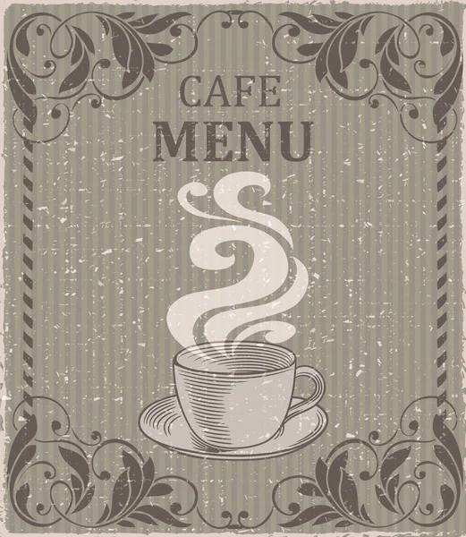 Vintage menu background with a cup — Stock Vector