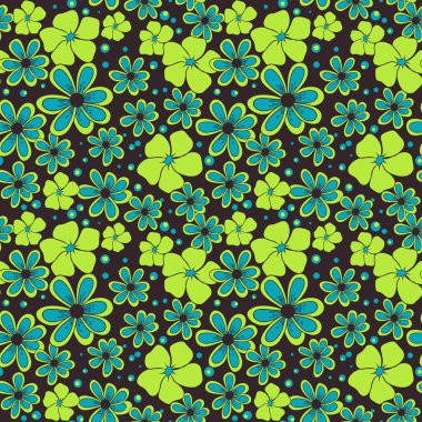 Sarı ve mavi çiçeklerin kusursuz deseni