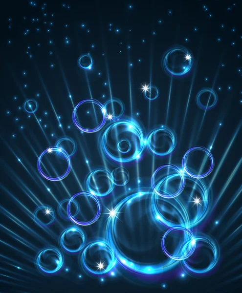 Abstracte blauwe achtergrond met ringen — Stockvector