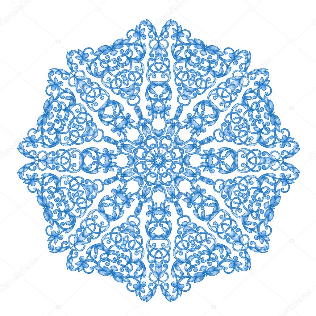 Round blue lace pattern