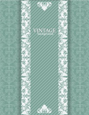 Vintage yeşil arka plan beyaz Telkari Kenarlıklar ve seamless modeli ile