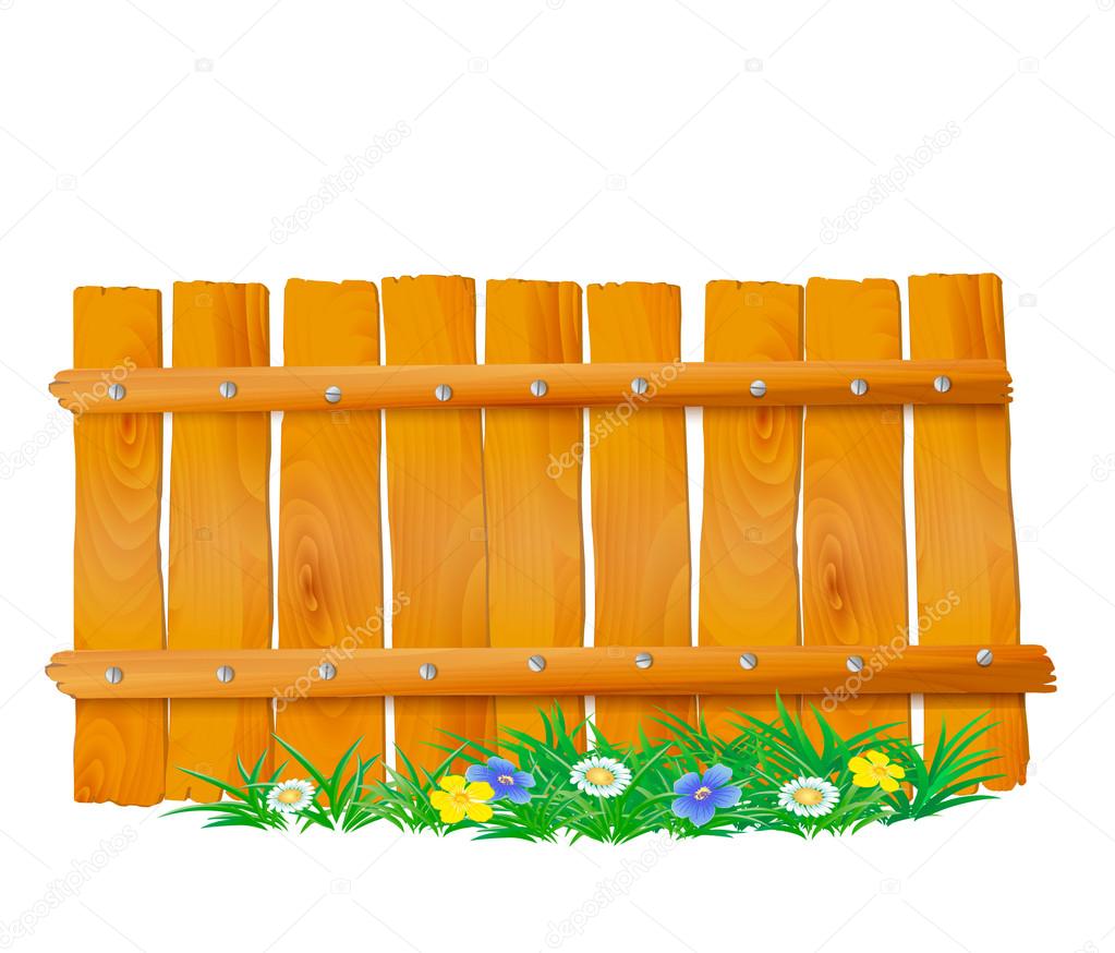 Wooden fence with grass