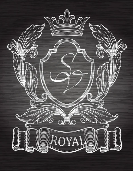 Emblema vintage com fita e coroa —  Vetores de Stock