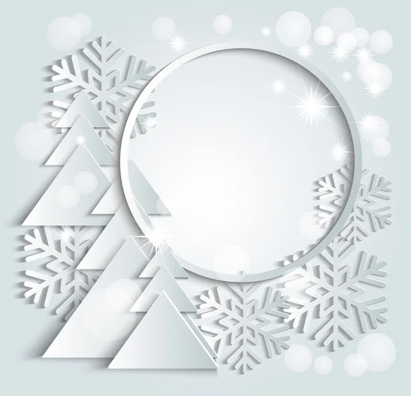 Jul bakgrund med pappers snöflingor — Stock vektor