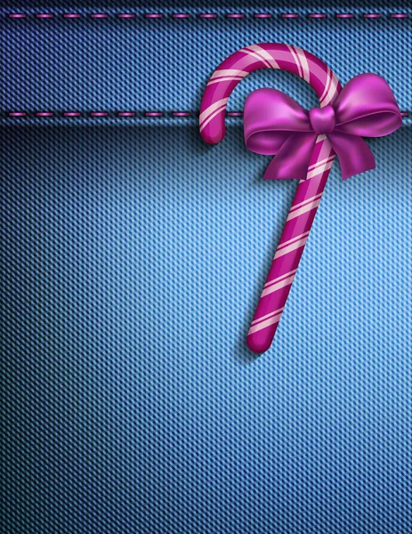 Jul bakgrund med godis och rosett — Stock vektor