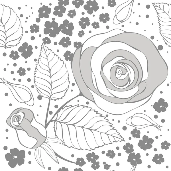 Patrón floral monocromo — Archivo Imágenes Vectoriales