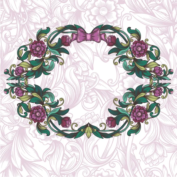 Cadre floral vintage et motif floral décoratif sans couture — Image vectorielle