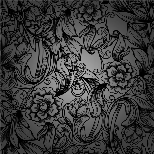 Monochrome seamless pattern with decorative peony — Stock Vector