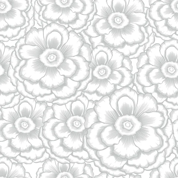 Monochrome seamless pattern with decorative peony — Stock Vector