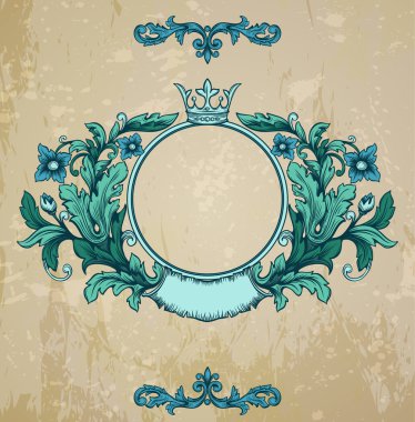 Retro çiçek cartouche.