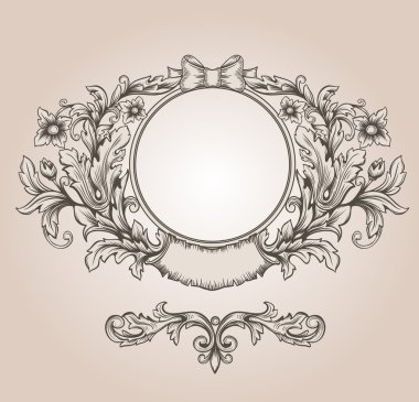 Retro çiçek cartouche.