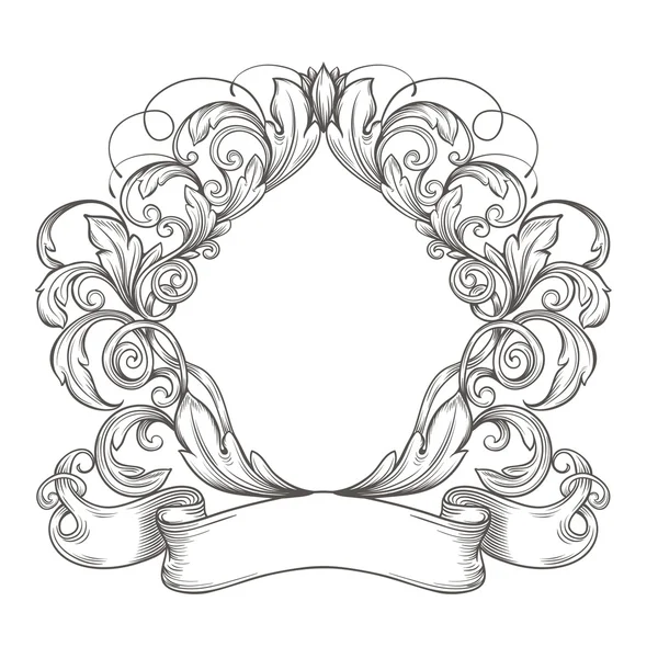 Emblema vintage retro, cartucho floral — Archivo Imágenes Vectoriales