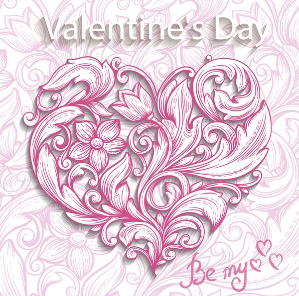Decoratieve versiering hart. Aftelkalender voor Valentijnsdag — Stockvector