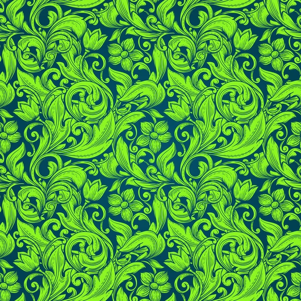 Floral lumineux vert ornemental motif sans couture . — Image vectorielle