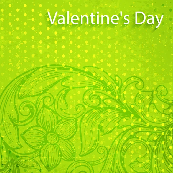 Lime vintage floral background. Happy Valentine's Day Design. — Stock Vector