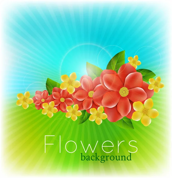 Vector background with realistic flowers — Stock Vector