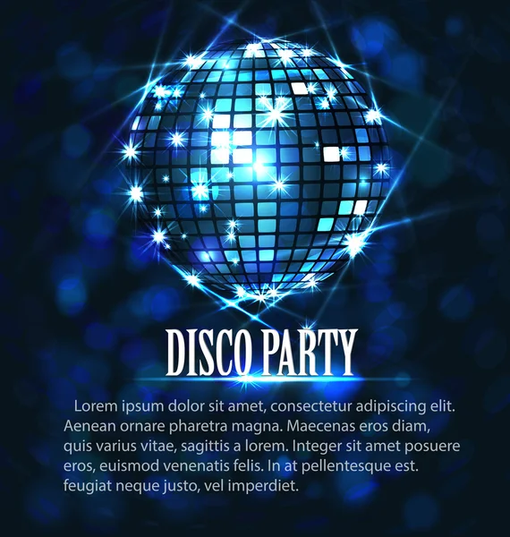 Background with disco ball, banner — Stock Vector