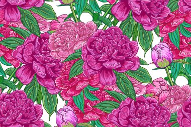 peonies ile çiçek seamless modeli