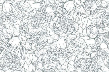 peonies ile çiçek seamless modeli