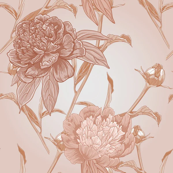 Patrón sin costura floral con peonías — Archivo Imágenes Vectoriales