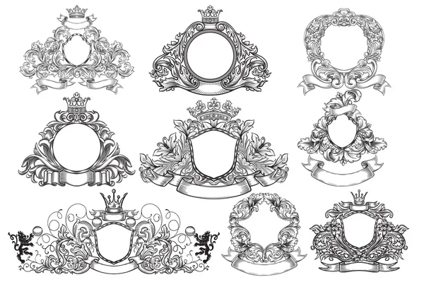 Set of vintage emblems and cartouches — Stock Vector