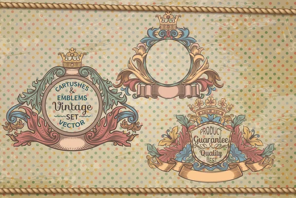 Ensemble d'emblèmes et de cartouches vintage — Image vectorielle