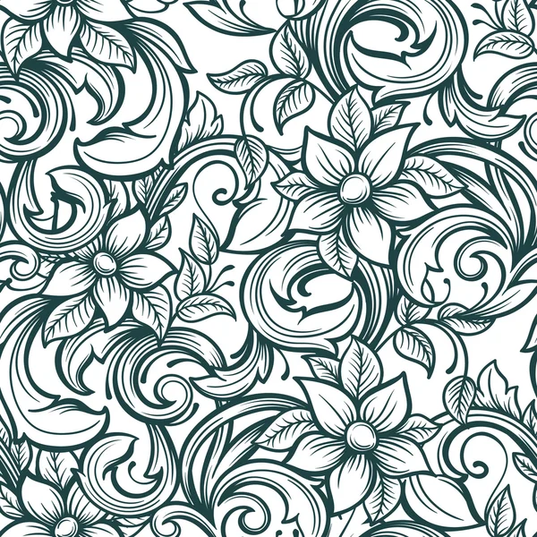 Motif de dessin à la main floral sans couture — Image vectorielle