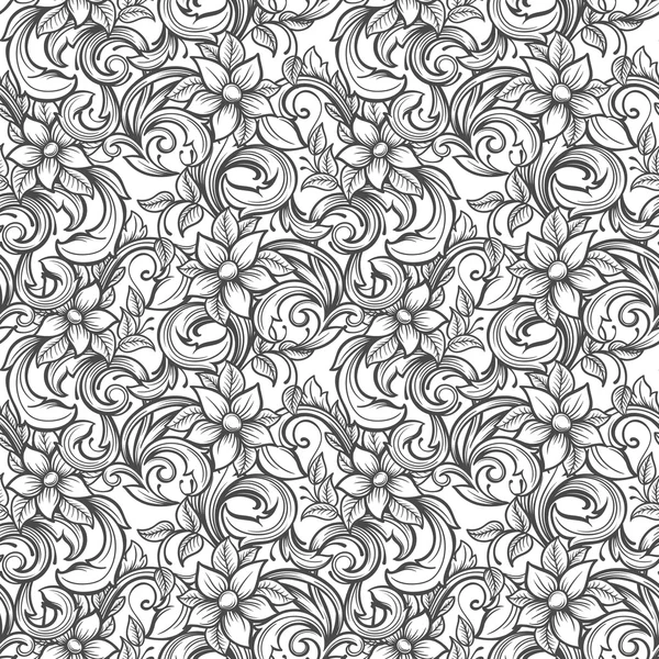 Naadloze floral hand tekenen patroon — Stockvector