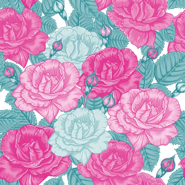 Motif floral sans couture avec des roses — Image vectorielle