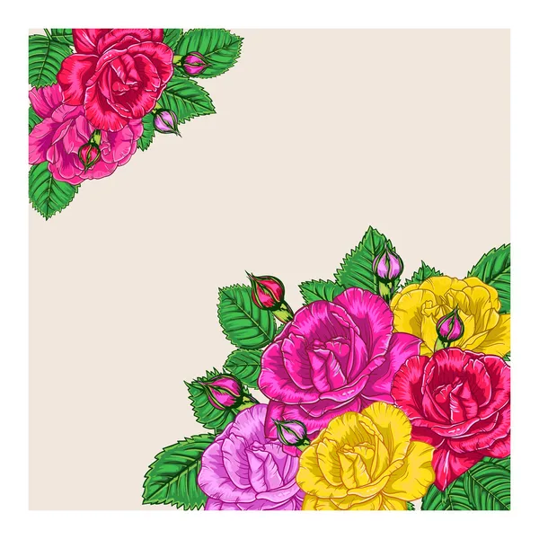Blumen Hintergrund mit Rosen — Stockvektor