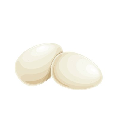 İki tam beyaz tavuk yumurtası.