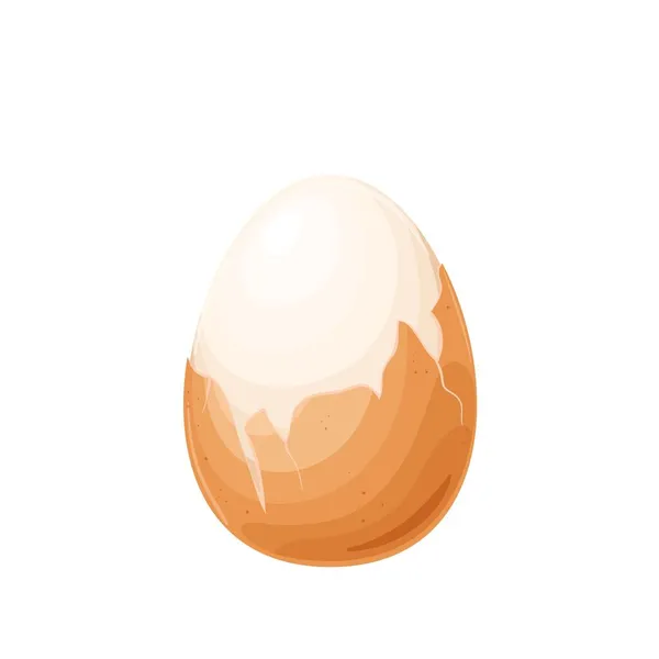 Boiled chicken egg, half peeled — Stock Vector