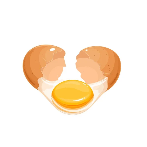 Quebrou o ovo de galinha marrom caindo —  Vetores de Stock
