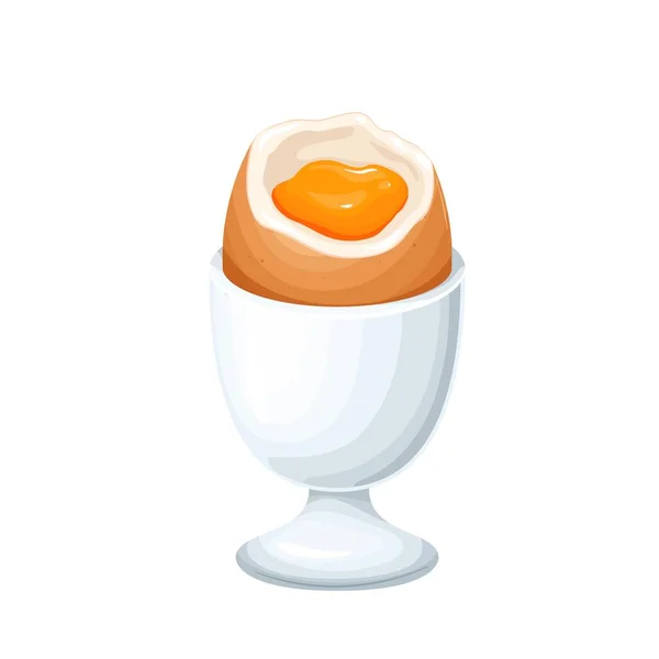 계란알 속에 넣고 끓인 부드러운 달걀 — 스톡 벡터