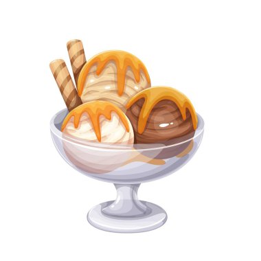 Cam kasede soslu dondurma.