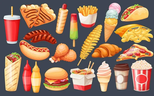 Conjunto de ícone de fast food —  Vetores de Stock