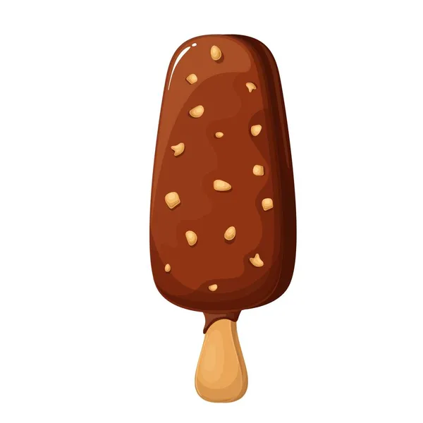 Ice cream popsicle on stick in chocolate glaze — Stock Vector