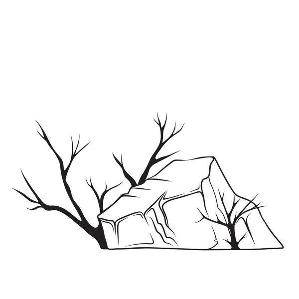 Kámen, kreslený monochromatický balvan — Stockový vektor