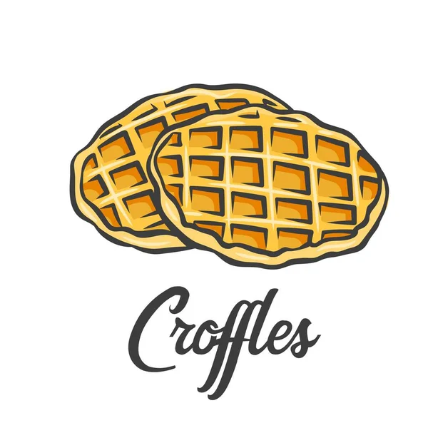 Croffle, gaufre croissante, pâtisserie coréenne — Image vectorielle