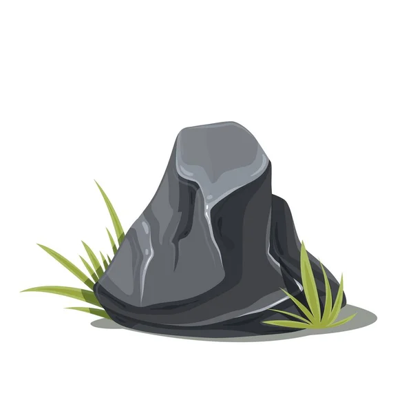 Sten med växt, stenblock — Stock vektor